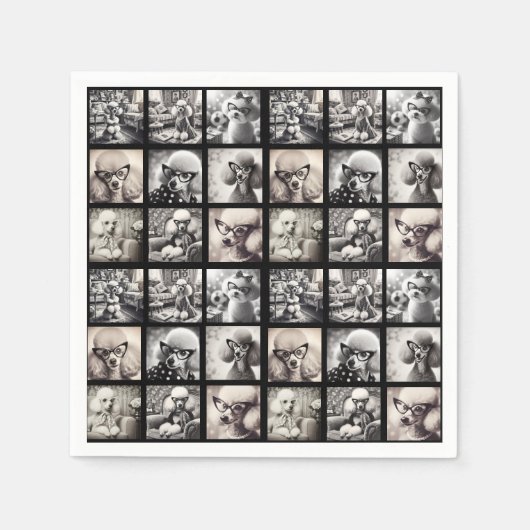 楽しい9枚のフォトコラージュ写真 スタンダードカクテルナプキン (正面)