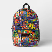 楽しい かわいい イラスト カラフル 落書き オーダーメイド 子供 プリントバックパック (正面)