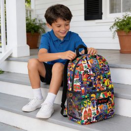 楽しい かわいい イラスト カラフル 落書き オーダーメイド 子供 プリントバックパック