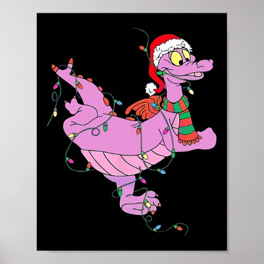楽しい かわいい ドラゴン 幻想 ライト クリスマス ポスター (正面)