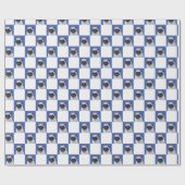 楽しい かわいい フォト パープル または あなたの色 犬 チェック柄 ラッピングペーパー (フラット)