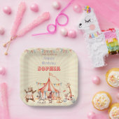楽しい かわいい 赤とピンクのサーカス 子供の誕生日 ペーパープレート (パーティー)