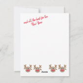 楽しい かわいい 3 枚の写真のトナカイ 赤 シーズンカード (裏面)