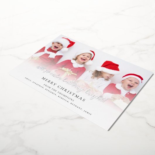 楽しい ちょっと不穏だけどとても明るい写真スクリプト 箔シーズンカード (回転した状態)