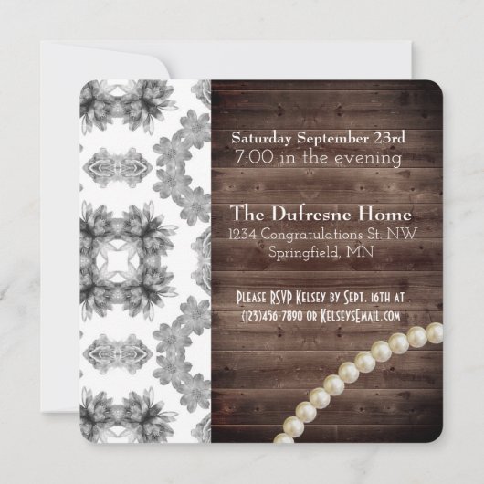 楽しい、エレガントで、ラスティックなウェディング・レセプション招待状 招待状 (裏面)