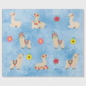 楽しい カラフルな ラマ アルパカ おしゃれ 人気 ラッピングペーパー (フラット)