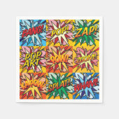 楽しい カラフルな 現代の タイポグラフィー コミックブック スタンダードカクテルナプキン (正面)