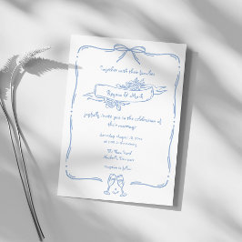 楽しい+クセのある+手描きの落書きの結婚式 招待状