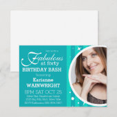 楽しい＆ゴージャスな写真 40歳の誕生日パーティー 招待状 (正面/裏面)