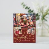 楽しい ゴールドフレーム モダンスクリプト 3 枚の写真のグリーティングカード ポストカード (スタンド正面)