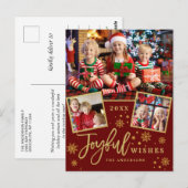 楽しい ゴールドフレーム モダンスクリプト 3 枚の写真のグリーティングカード ポストカード (正面/裏面)