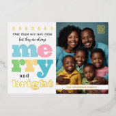 楽しい ゴールド レトロ フラット 明るくて楽しい 大家族 箔招待状 (正面)