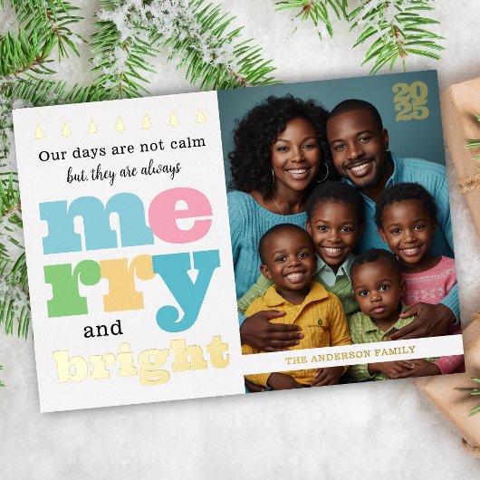 楽しい ゴールド レトロ フラット 明るくて楽しい 大家族 箔招待状