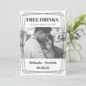 楽しい シンプル 現代 無料 ドリンク 保存日付のお知らせ 招待状 (スタンド正面)