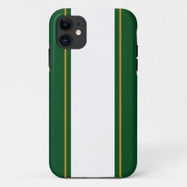 楽しい スポーティーな フォレストグリーン ワイド ホワイト レースストライプ iPhone 11 ケース