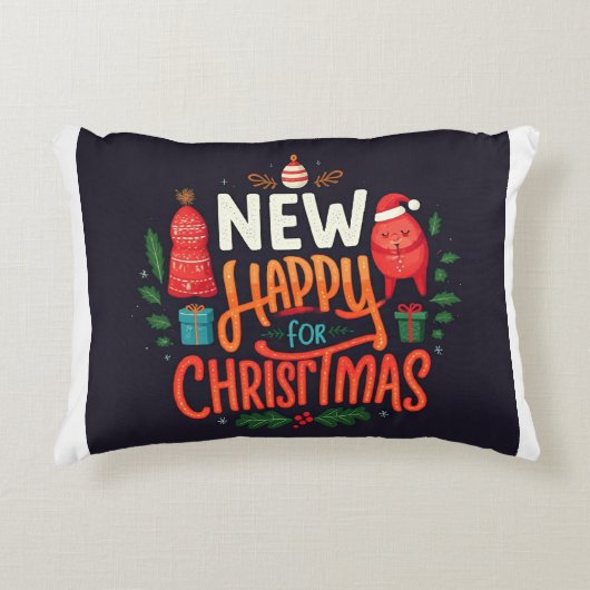 楽しい「ハッピークリスマス」枕：フェスティバル株式会社 アクセントクッション (正面)