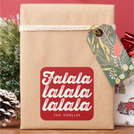 楽しい ファラララ ボールド スクリプト 赤 モダン ホリデー スクエアシール
