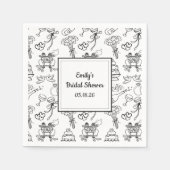 楽しい ファンキーな落書き おしゃれでかわいい ブライダルシャワー スタンダードカクテルナプキン (正面)