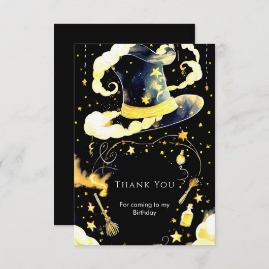 楽しい ファンタジー マジック ウィザード 誕生日 サンキューカード (正面/裏面)