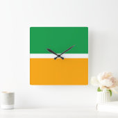 楽しい ボールド ブライト サマー グリーン イエロー カラー ブロック スクエア壁時計 (ホーム)