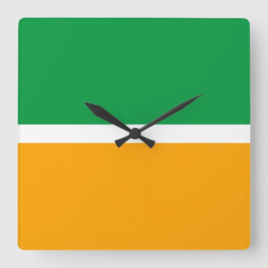 楽しい ボールド ブライト サマー グリーン イエロー カラー ブロック スクエア壁時計 (正面)