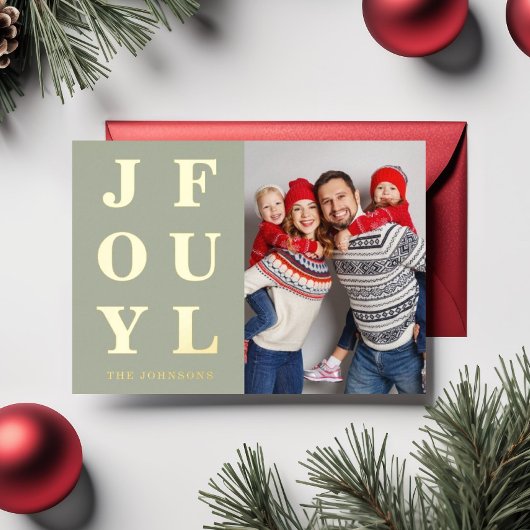 楽しい ミニマル フォト クリスマス ゴールド 箔シーズンカード