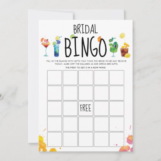 楽しい&モダン カラフルカクテル ビンゴゲーム カード (正面)