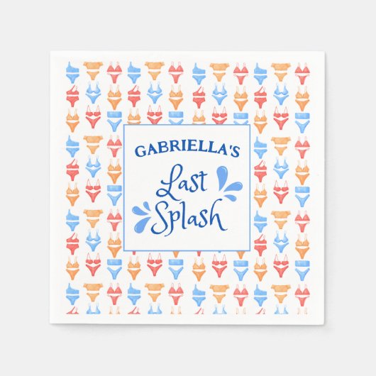 楽しい「ラストスプラッシュ」テーマのカスタマイズされたブライズパーティー スタンダードカクテルナプキン (正面)