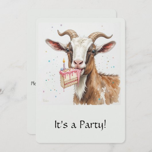 楽しい「古いヤギ」おっさん越えの誕生日招待状 招待状 (正面/裏面)