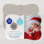 楽しい&明るいオーナメントが揺れるホリデー写真カード シーズンカード (正面/裏面)