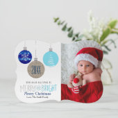 楽しい&明るいオーナメントが揺れるホリデー写真カード シーズンカード (スタンド正面)