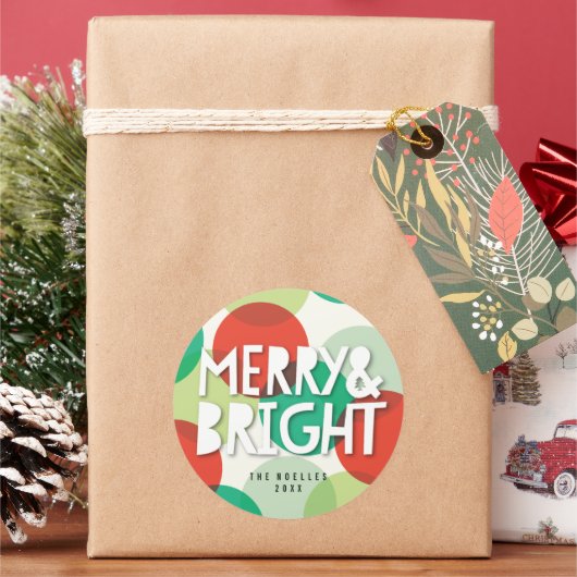 楽しい&明るい カラフルなコンフェッティ クリスマス ホリデー ラウンドシール (クリスマス)