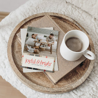 楽しい & 明るい コzyな冬のチェック柄写真 シーズンカード