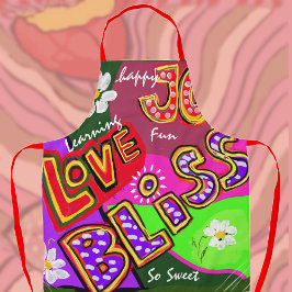 楽しい、明るい、幸せな喜びのタイポグラフ エプロン