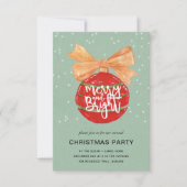 楽しい & 明るい l 水彩の赤いオーナメント 雪景色 招待状 (正面)