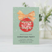 楽しい & 明るい l 水彩の赤いオーナメント 雪景色 招待状 (スタンド正面)