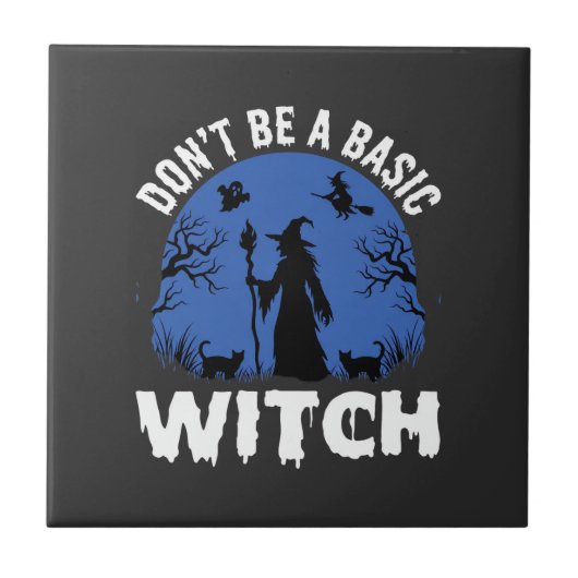 楽しい 普通の魔女になるな ハロウィンデザイン タイル (正面)