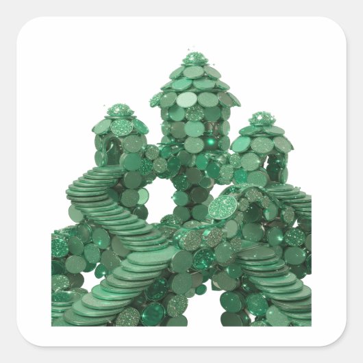 楽しい 緑 GREEN COIN CASTLE ステッカー グラフィック (正面)