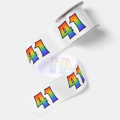 楽しい、虹柄「41」イベント番号（グレー） サテンリボン (裏面)