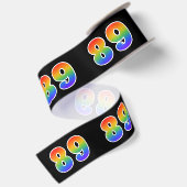 楽しい、虹柄「89」イベント番号(ブラック) サテンリボン (裏面)