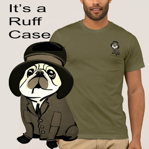 楽しい 面白いラフな事件 緑のパグ 犬 シャーロック・ホームズ Tシャツ