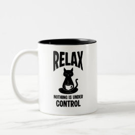 楽しい 黒猫 リラックス 何もかも手に負えない コーヒー ツートーンマグカップ