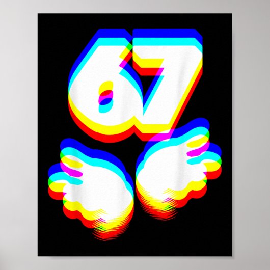 楽しい 6 7 ミーム Gen Alpha スラング 六 七 EDM カラー ポスター (正面)