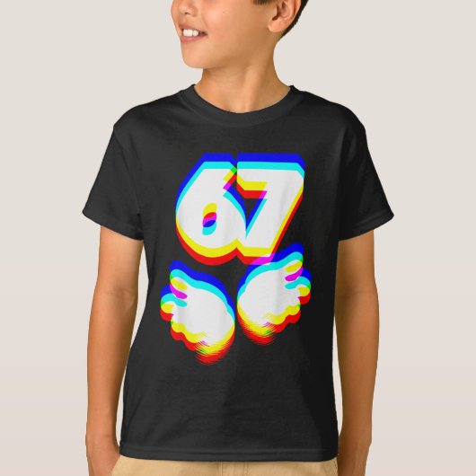 楽しい 6 7 ミーム Gen Alpha スラング 六 七 EDM カラー Tシャツ (正面)