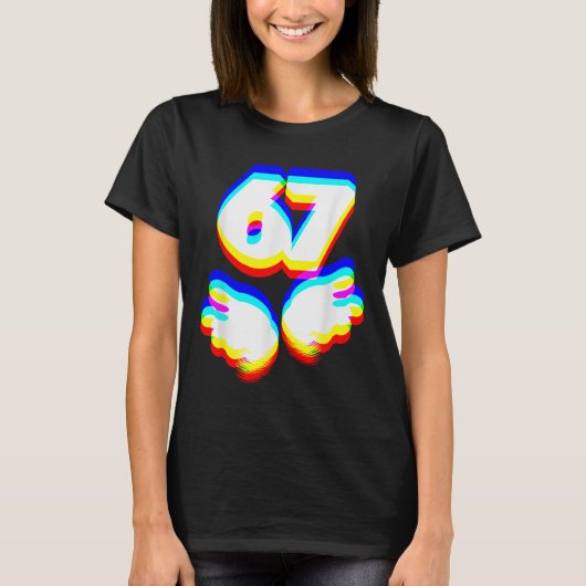 楽しい 6 7 ミーム Gen Alpha スラング 六 七 EDM カラー Tシャツ (正面)