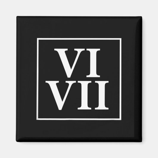 楽しい 6 7 ローマ数字 メモ 史 マグネット (正面)