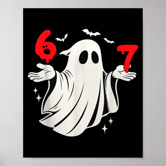 楽しい 6 7 六 七 ミーム ハロウィン ユーモア 幽霊 コス ポスター (正面)