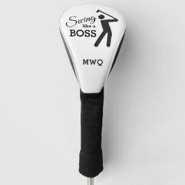 楽しい BOSSのようにスイングしよう 白いモノグラム ドライバー ゴルフヘッドカバー