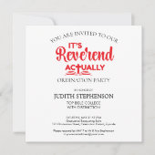 楽しい「IT'S REVEREND ACTUALLY」叙任式パーティー 招待状 (正面)