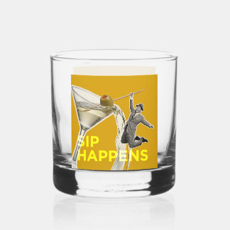 楽しい"Sip Happens" カクテルグラス ウイスキーグラス